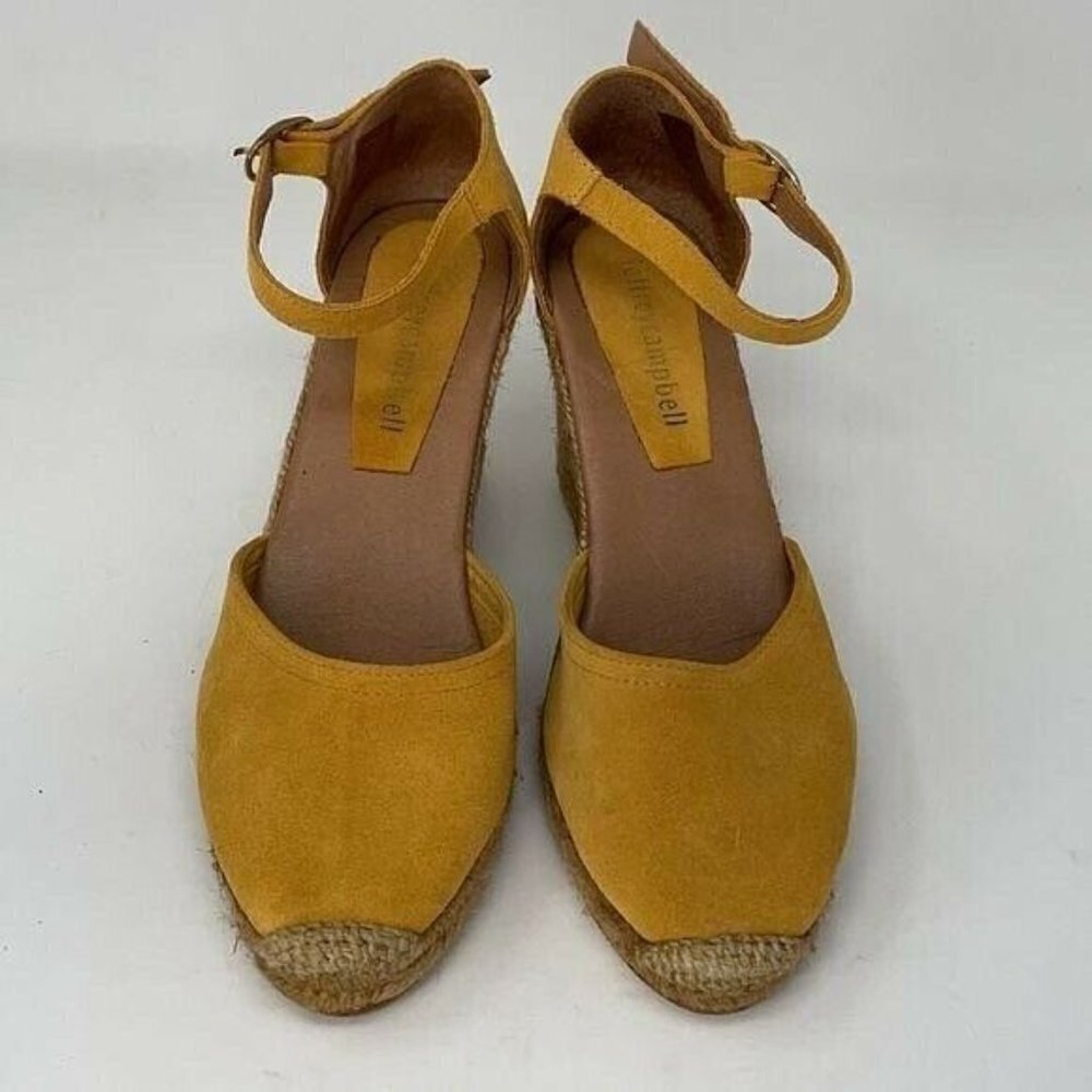 Jeffrey Campbell Sandals Wedge Heels Yellow Suede Espadrille EU 40 Size 10 9.5